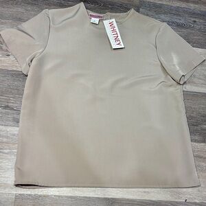 Whitney Collection Blouse S | Beige Keyhole Neck | NWT | Vintage Inspired